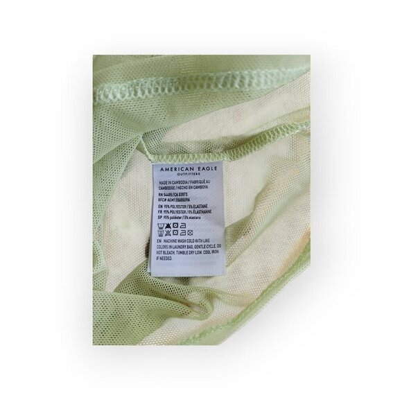 American Eagle Mesh Sheer Top XS Celery Green NWT - Picture 7 of 11